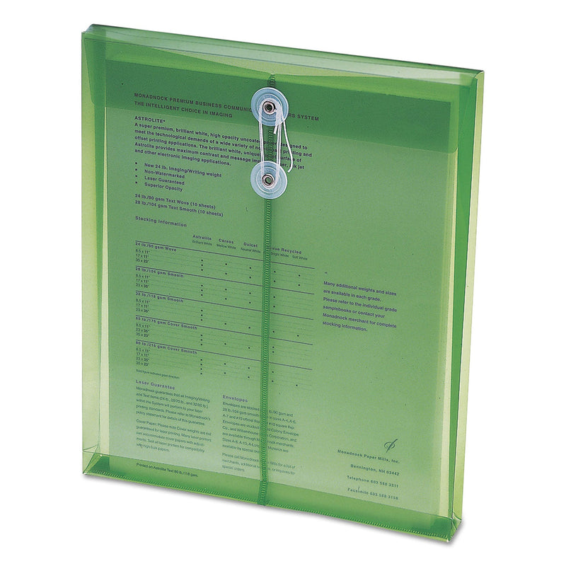 Smead Poly String and Button Interoffice Envelopes, Open-End (Vertical), 9.75 x 11.63, Transparent Green, 5/Pack