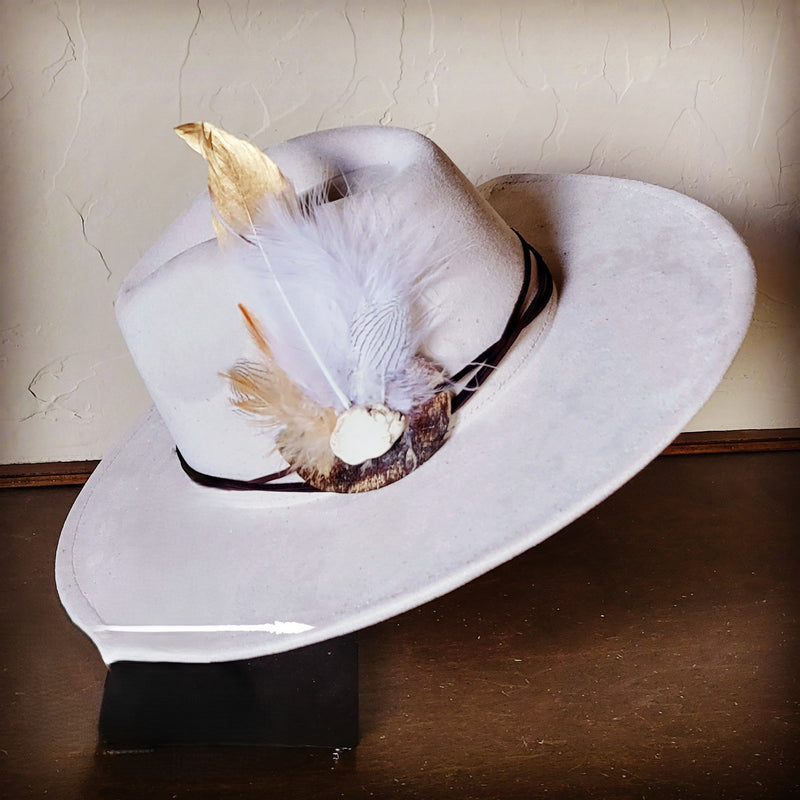 White/Gold Feather w/ Brown Metallic Hat Band (Band Only) 983k
