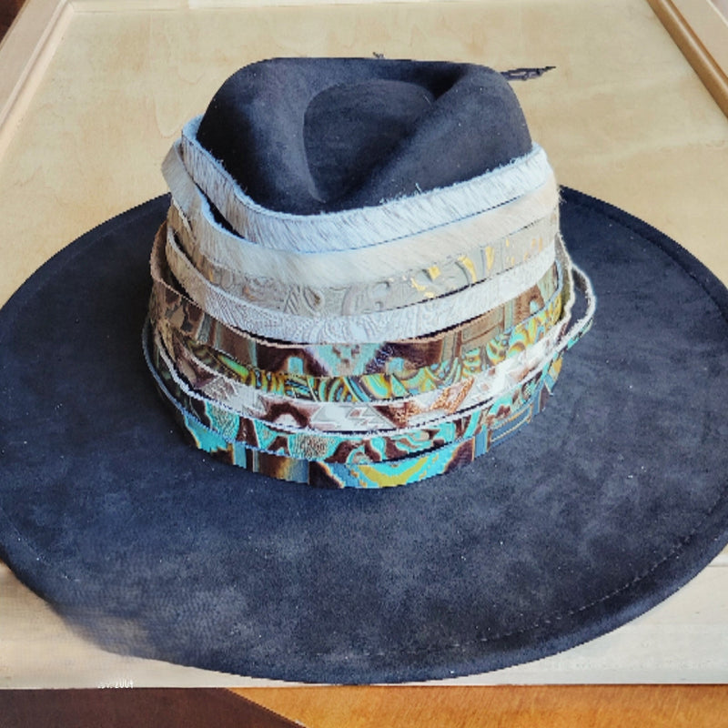 Spotted Brown Hair-on-Hide Leather Hat Band Only 984c