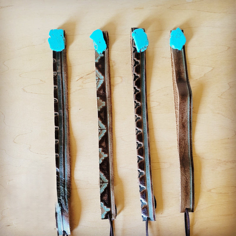 Red Brown Navajo Turq Slab Leather Hat Band + Choice of Hat 986h