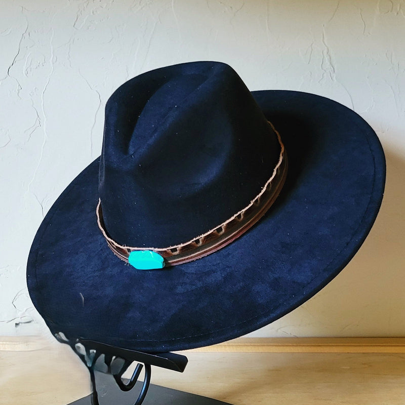 Red Brown Navajo Turq Slab Leather Hat Band + Choice of Hat 986h