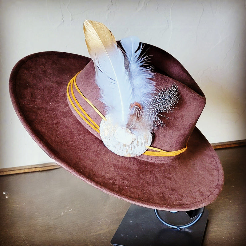 Cream Metallic Feather & Turquoise Slab Hat Band + Choice of Hat 986c