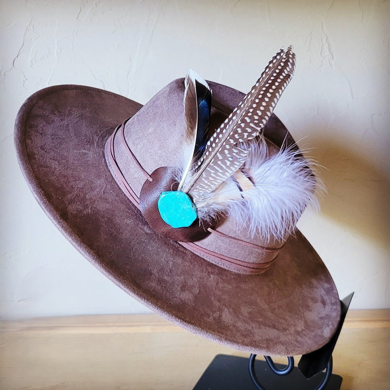 Guinea Marabou Feather & Turquoise Slab Hat Band + Choice of Hat 985y