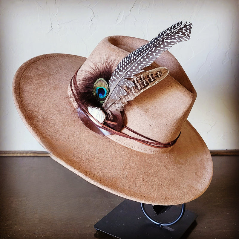 Peacock Guinea Feather & Turquoise Slab Hat Band + Choice of Hat 985w
