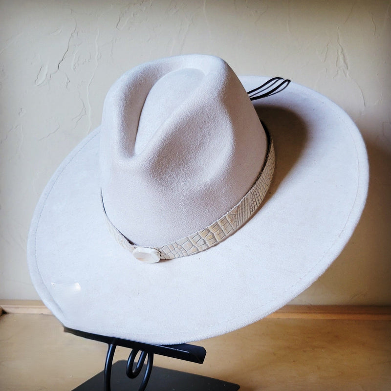 Gold Gator Turquoise Slab Leather Band w/ Choice of Boho Hat 985m