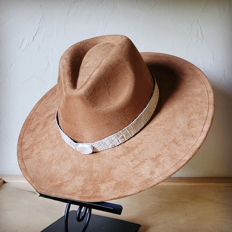 Gold Gator Turquoise Slab Leather Band w/ Choice of Boho Hat 985m