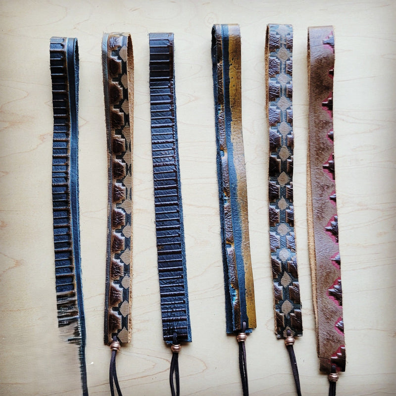 Red Brown Navajo Western Leather Band w/ Choice of Boho Hat 985j