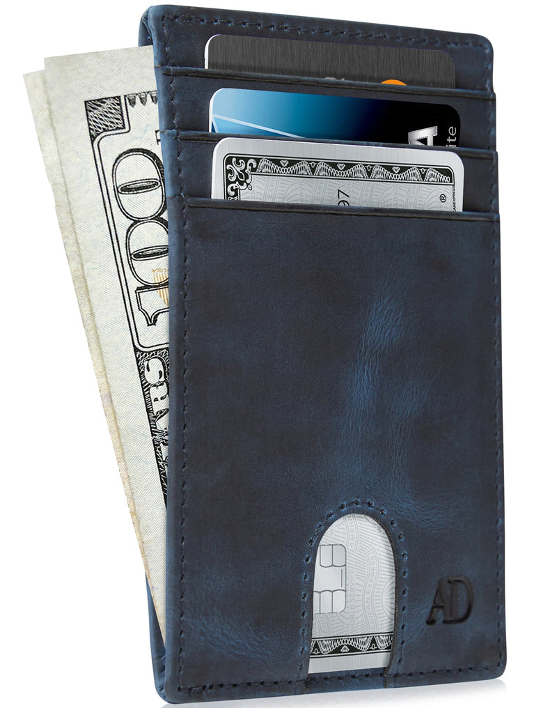 Genuine Leather Slim Card Holder – RFID Blocking, Thumb-Hole Access