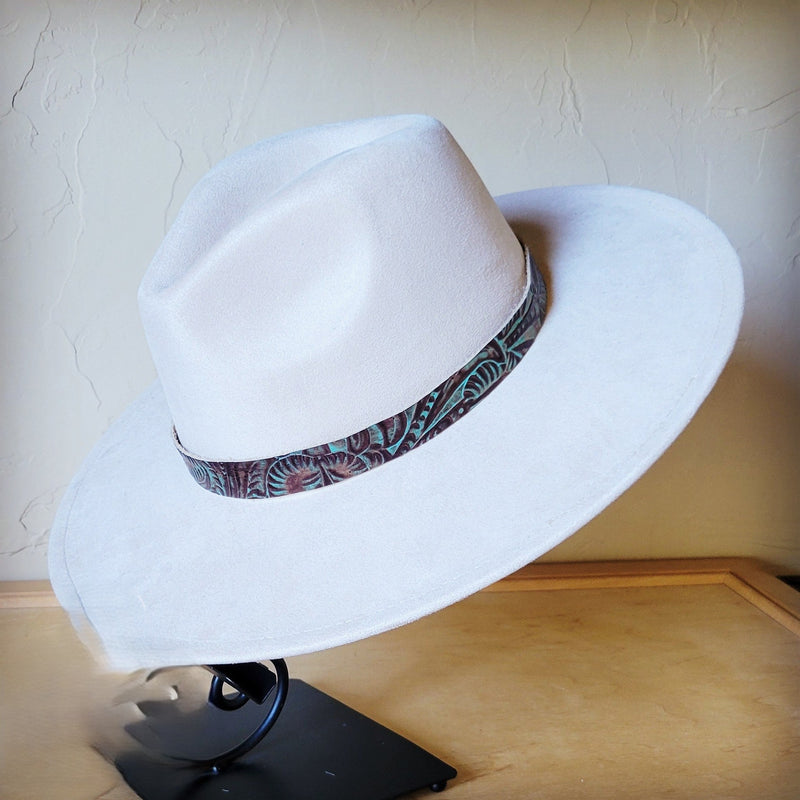 Turquoise Floral Western Leather Band w/ Choice of Boho Hat 984z