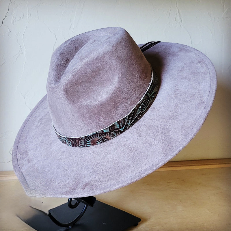 Turquoise Floral Western Leather Band w/ Choice of Boho Hat 984z