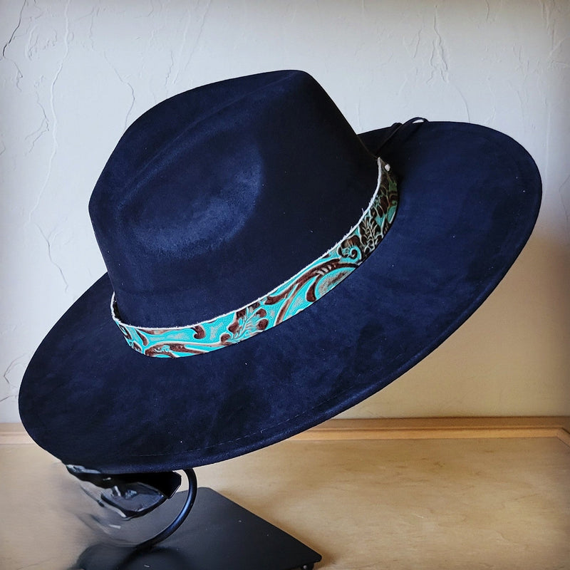 Cowboy Turquoise Western Leather Band w/ Choice of Boho Hat 984y