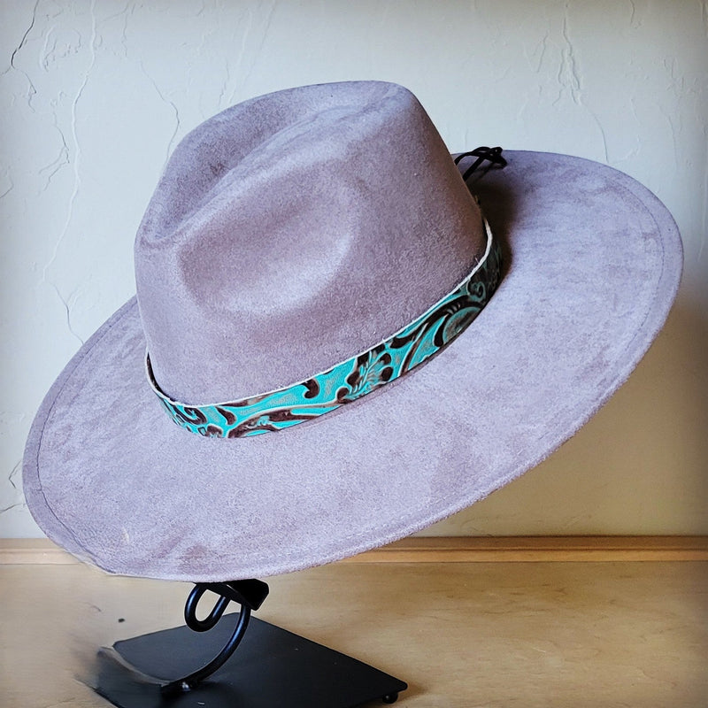 Cowboy Turquoise Western Leather Band w/ Choice of Boho Hat 984y