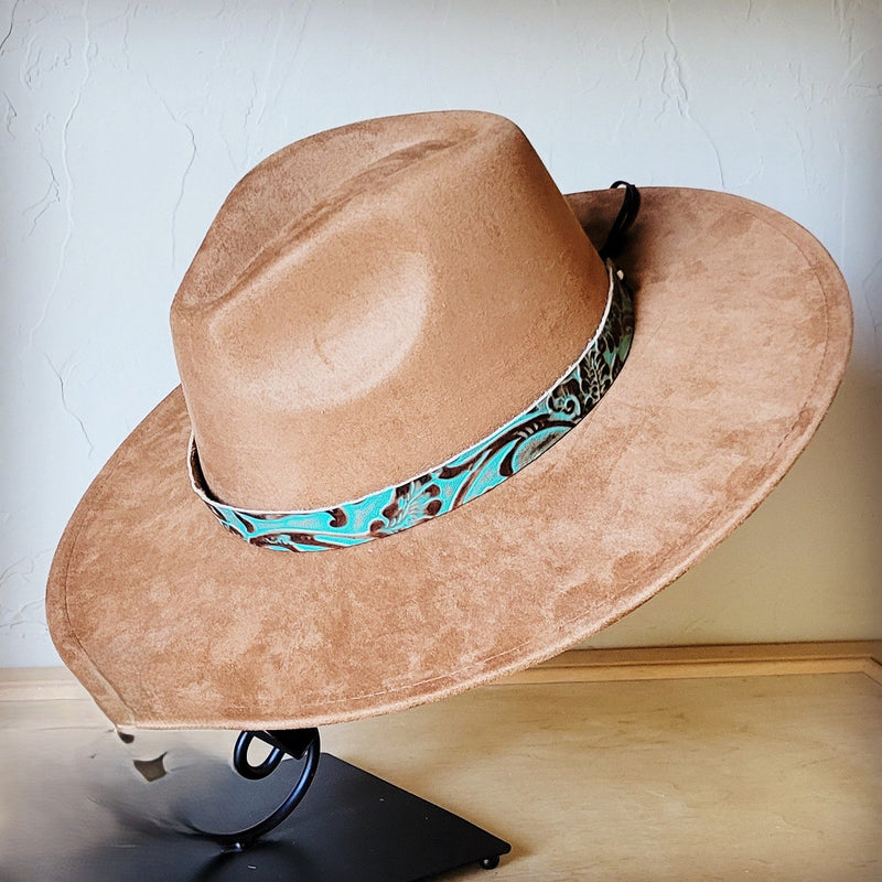 Cowboy Turquoise Western Leather Band w/ Choice of Boho Hat 984y