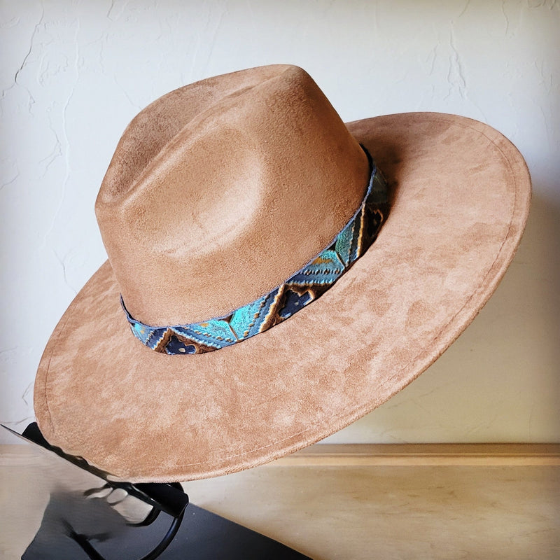 Blue Navajo Western Leather Band w/ Choice of Boho Hat 984x