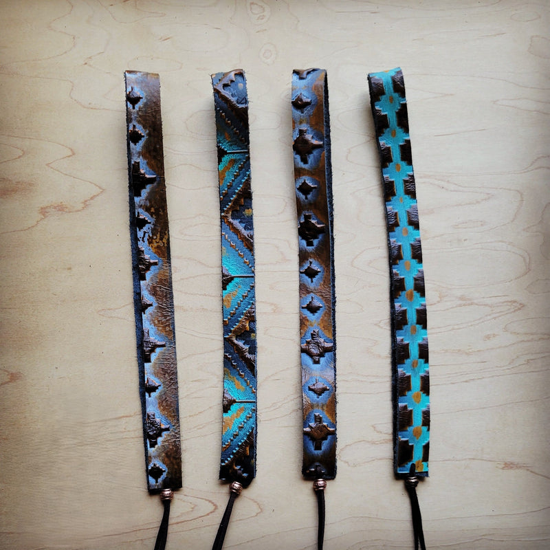 Blue Navajo Western Leather Band w/ Choice of Boho Hat 984x