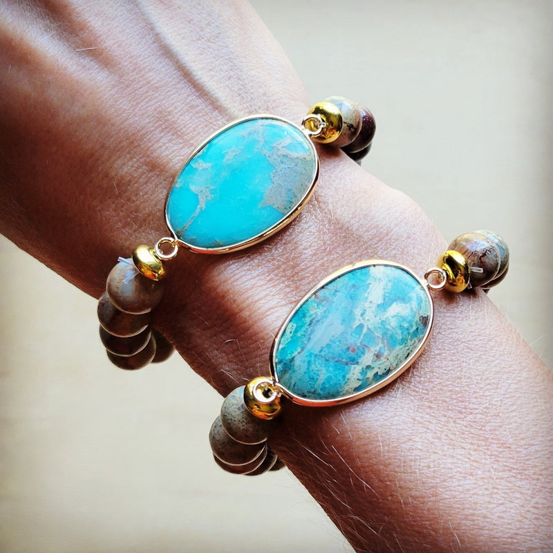 Aqua Terra Beaded Bracelet with Center Accent 809n