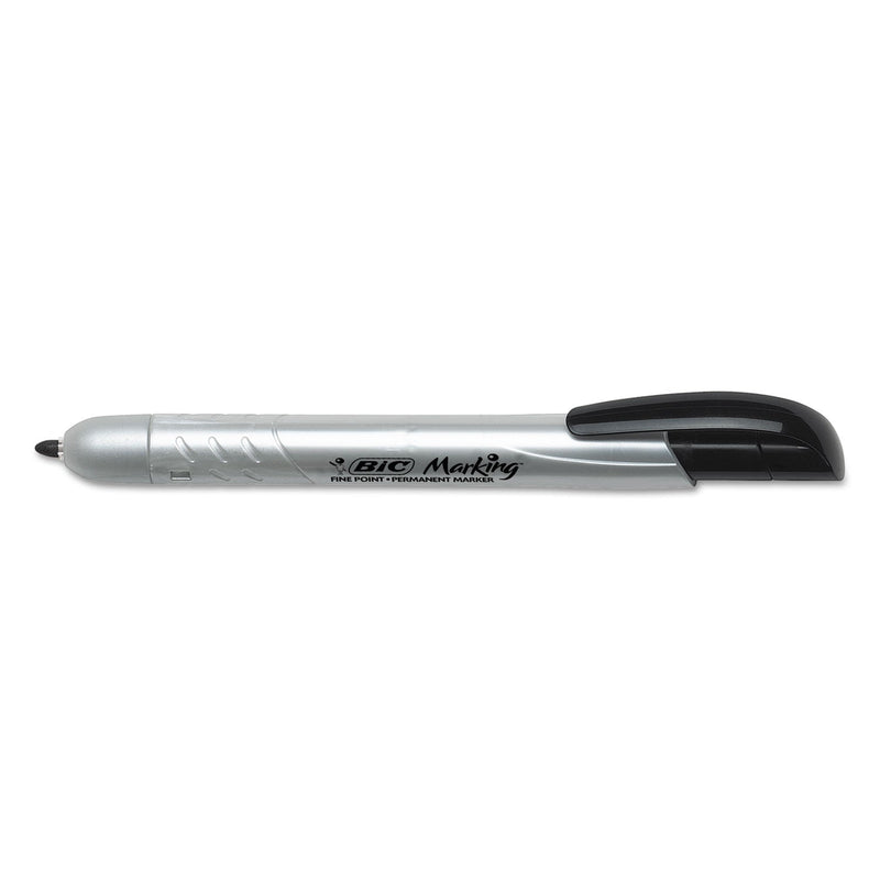 BIC Intensity Retractable Permanent Marker, Fine Bullet Tip, Black, Dozen