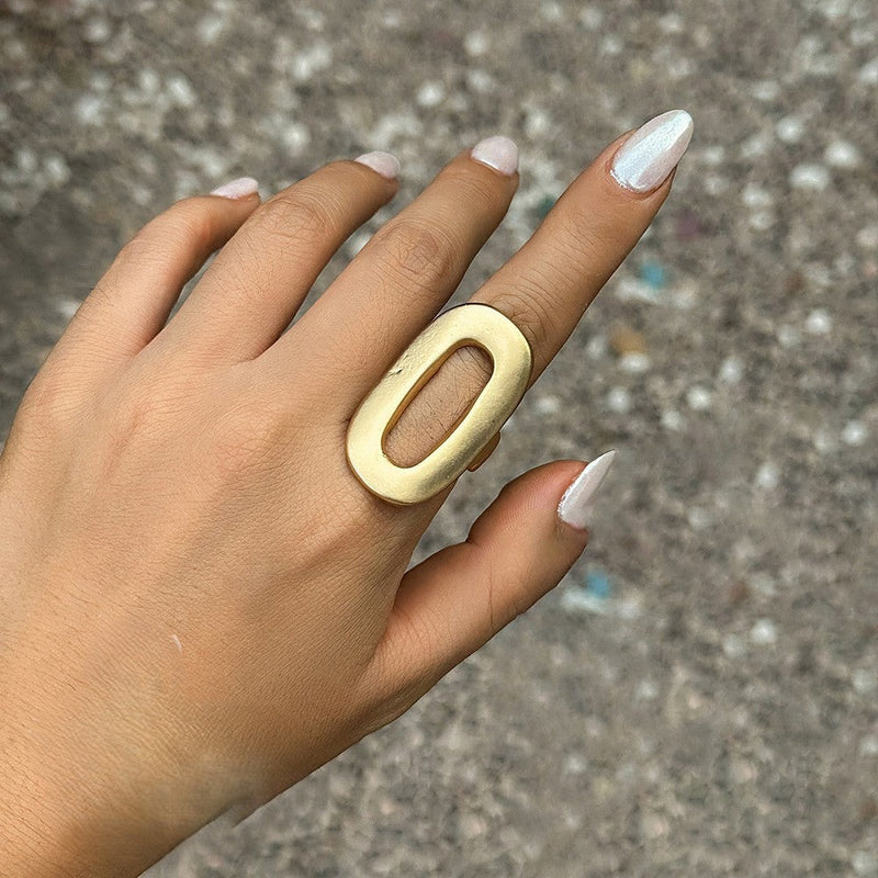 Matte Gold Electroplate Oval Ring 012c