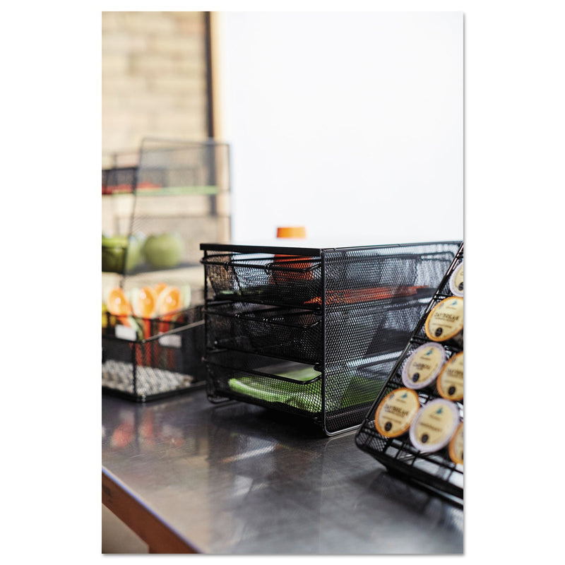 Safco 3 Drawer Hospitality Organizer, 7 Compartments, 11.5 x 8.25 x 8.25, Black