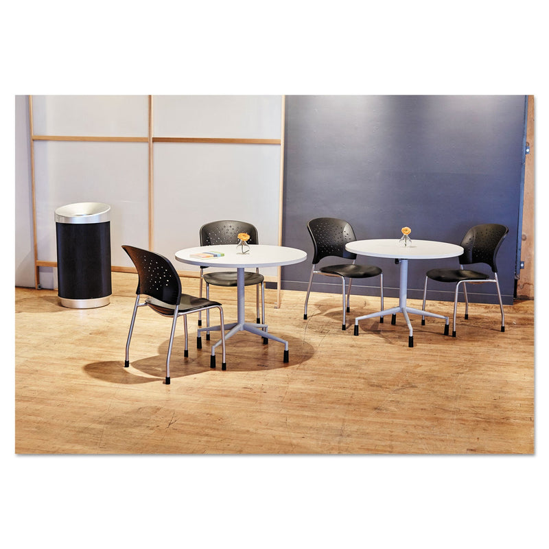 Safco At-Your-Disposal Vertex Receptacle, Round, Polyethylene, 38 gal, Black/Chrome