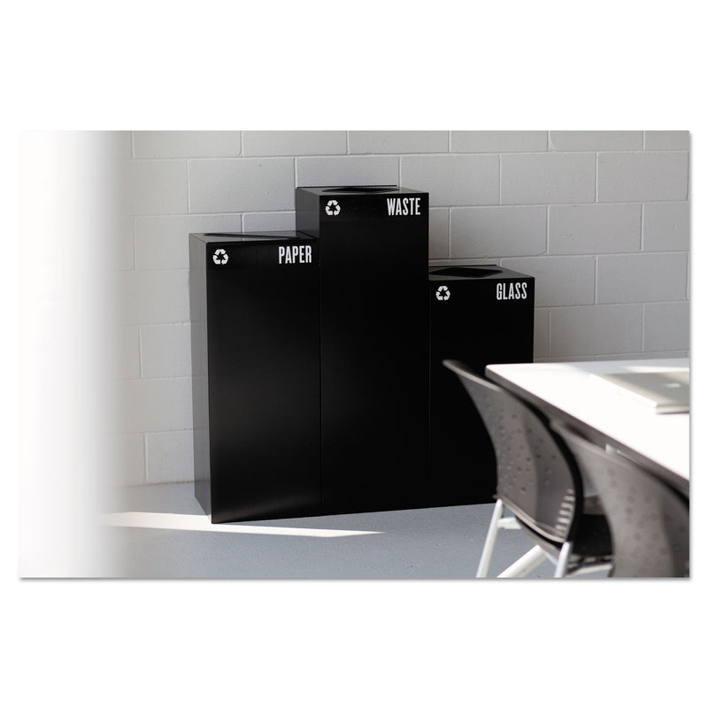 Safco Public Square Paper-Recycling Container, Square, Steel, 42 gal, Black