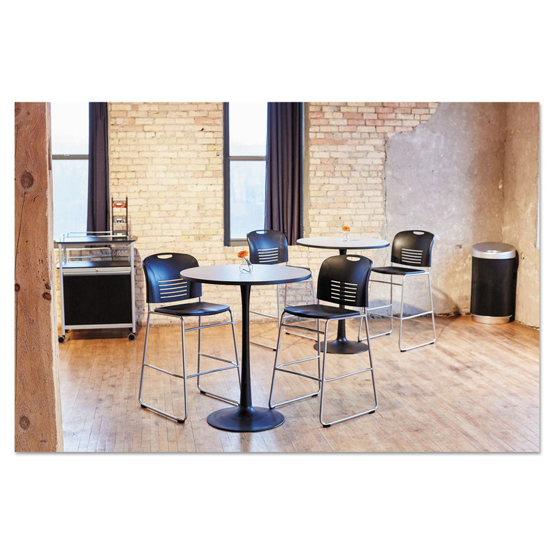 Safco At-Your-Disposal Vertex Receptacle, Round, Polyethylene, 38 gal, Black/Chrome