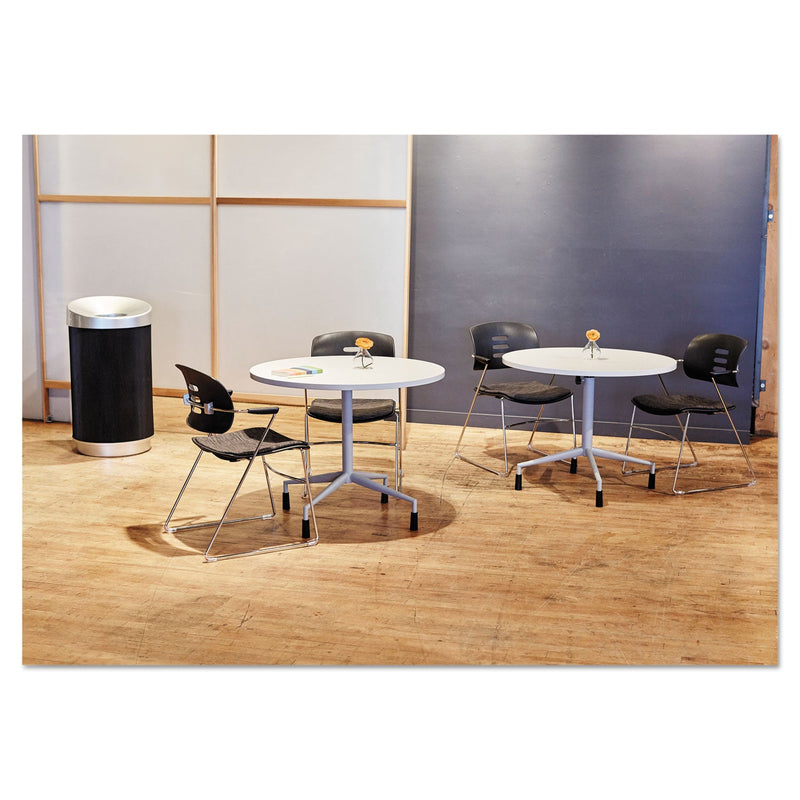 Safco At-Your-Disposal Vertex Receptacle, Round, Polyethylene, 38 gal, Black/Chrome