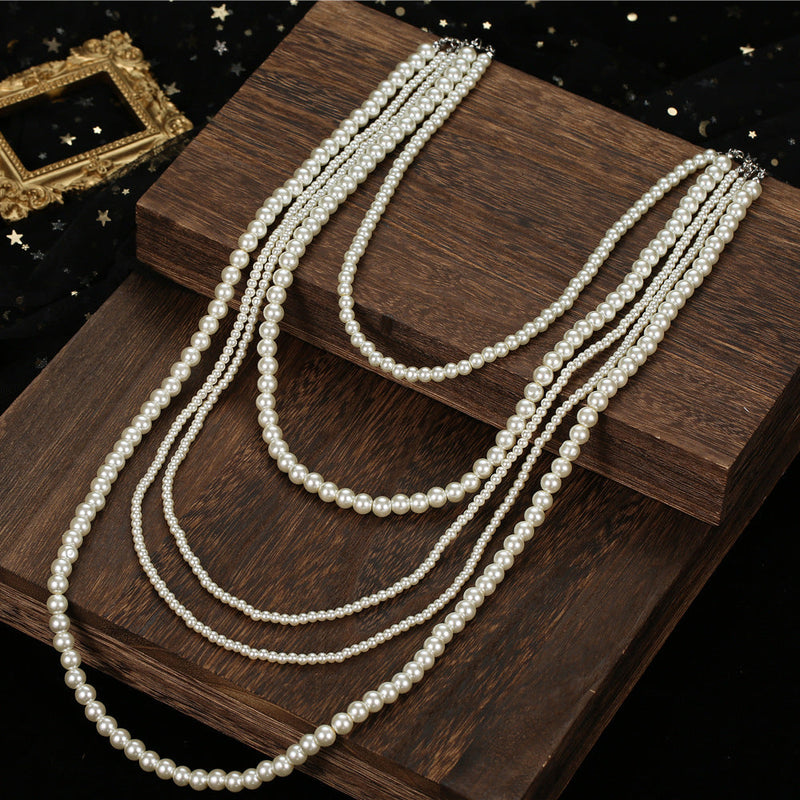 Imitation Pearl Necklace Long Size Beaded