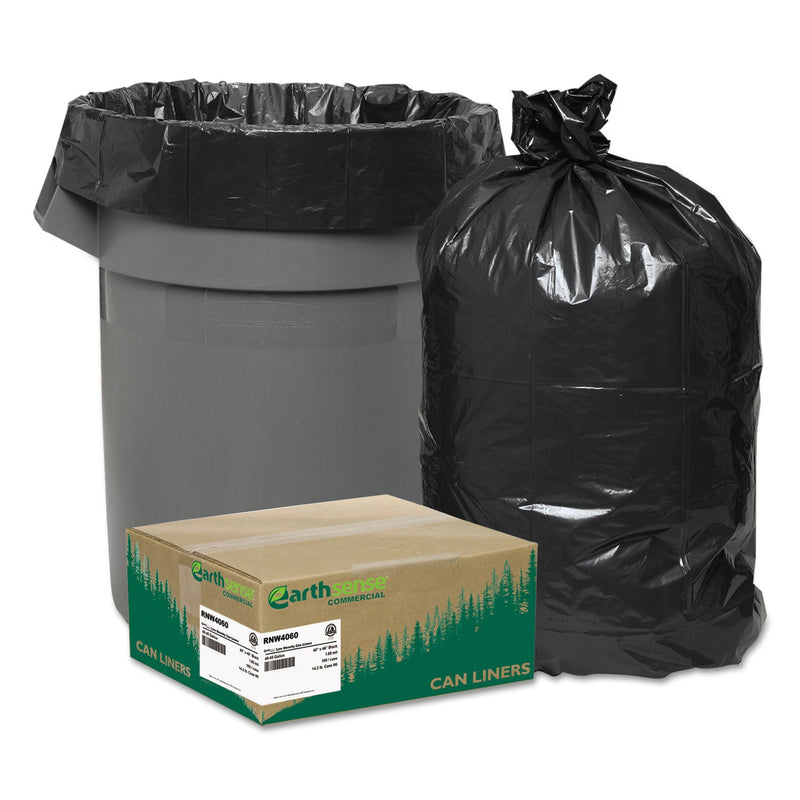 Earthsense Linear Low Density Recycled Can Liners, 33 gal, 1.65 mil, 33" x 39", Black, 100/Carton