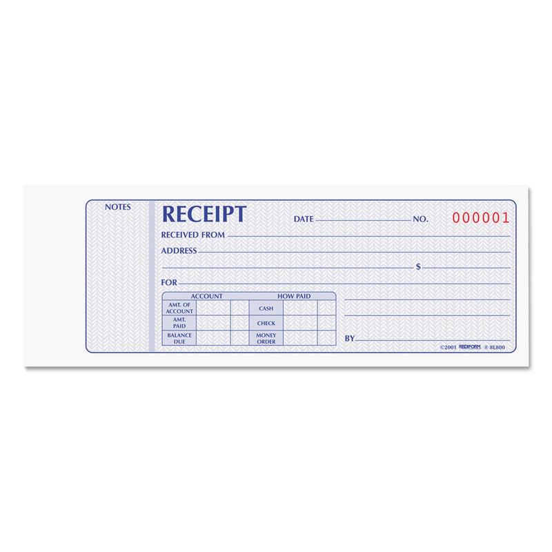 Rediform Receipt Book, Two-Part Carbonless, 7 x 2.75, 1/Page, 100 Forms