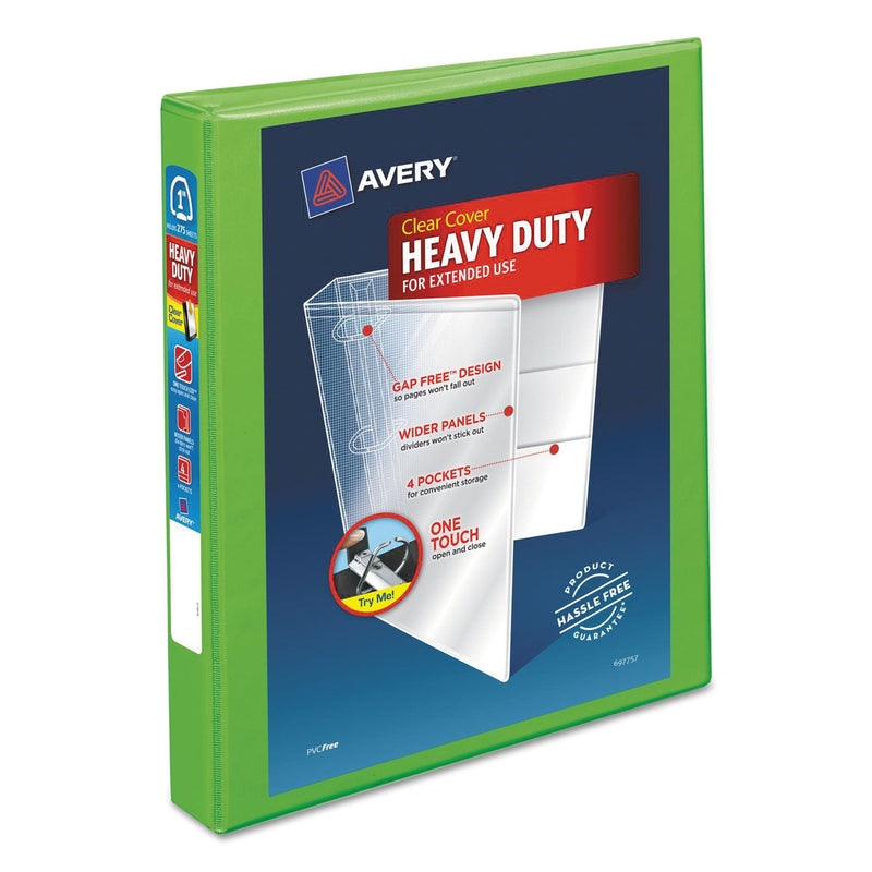 Avery Heavy-Duty View Binder with DuraHinge and One Touch EZD Rings, 3 Rings, 1" Capacity, 11 x 8.5, Chartreuse