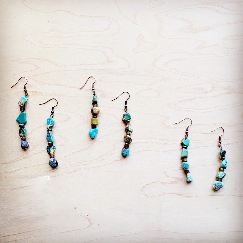 Genuine HuBei Turquoise & Wood Drop Earrings 221g