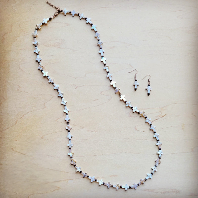 Mother-of-Pearl Cross Earrings 224c