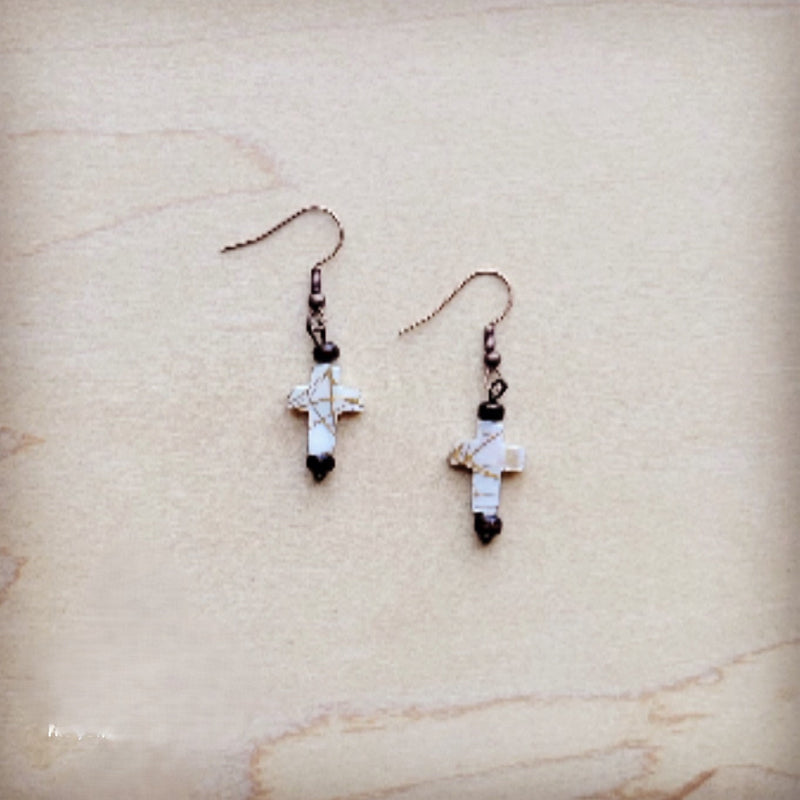 Mother-of-Pearl Cross Earrings 224c