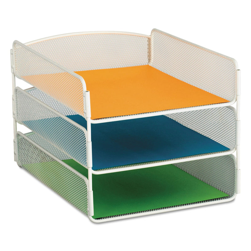 Safco Onyx Desk Tray, 3 Sections, Letter Size Files, 9.25" x 11.75" x 8", White