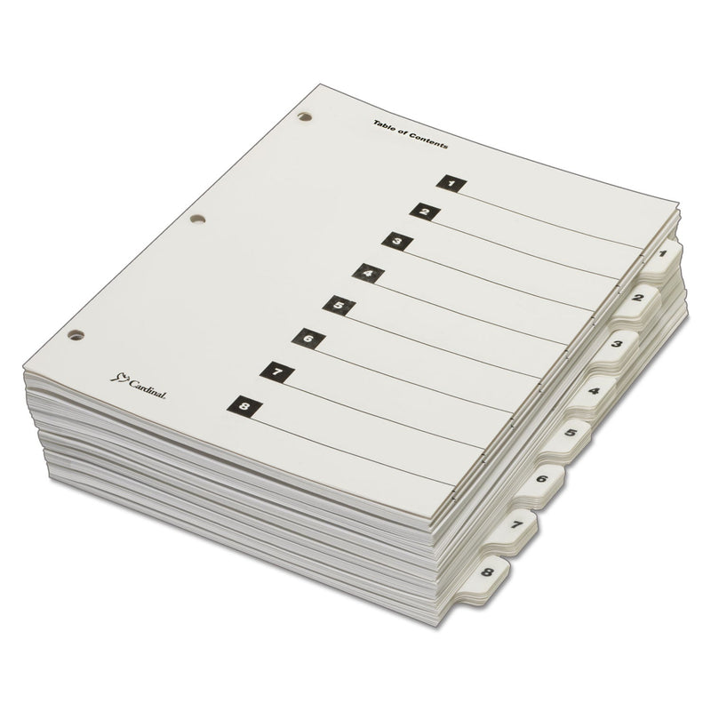 Cardinal QuickStep OneStep Printable Table of Contents and Dividers, 8-Tab, 1 to 8, 11 x 8.5, White, White Tabs, 24 Sets