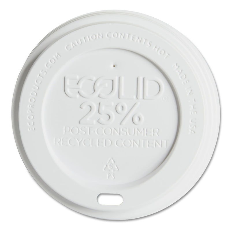 Eco-Products EcoLid 25% Recyycled Content Hot Cup Lid, White, Fits 10 oz to 20 oz Cups, 100/Pack, 10 Packs/Carton