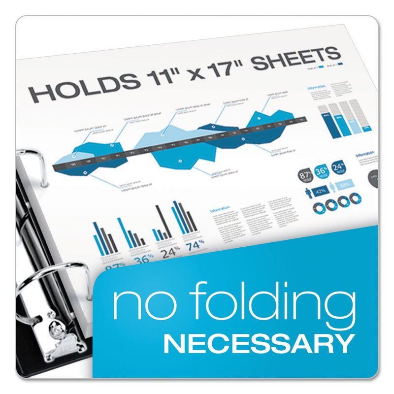 Cardinal ClearVue Slant-D Ring Binder, 3 Rings, 3" Capacity, 11 x 17, White