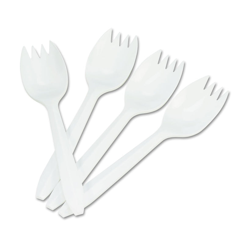 Boardwalk Mediumweight Polypropylene Cutlery, Spork, White, 1000/Carton