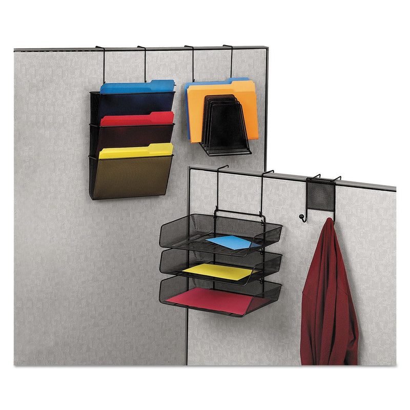 Fellowes Mesh Partition Additions Three-File Pocket Organizer, 12.63 x 8.25 x 23.25, Over-the-Panel/Wall Mount, Black