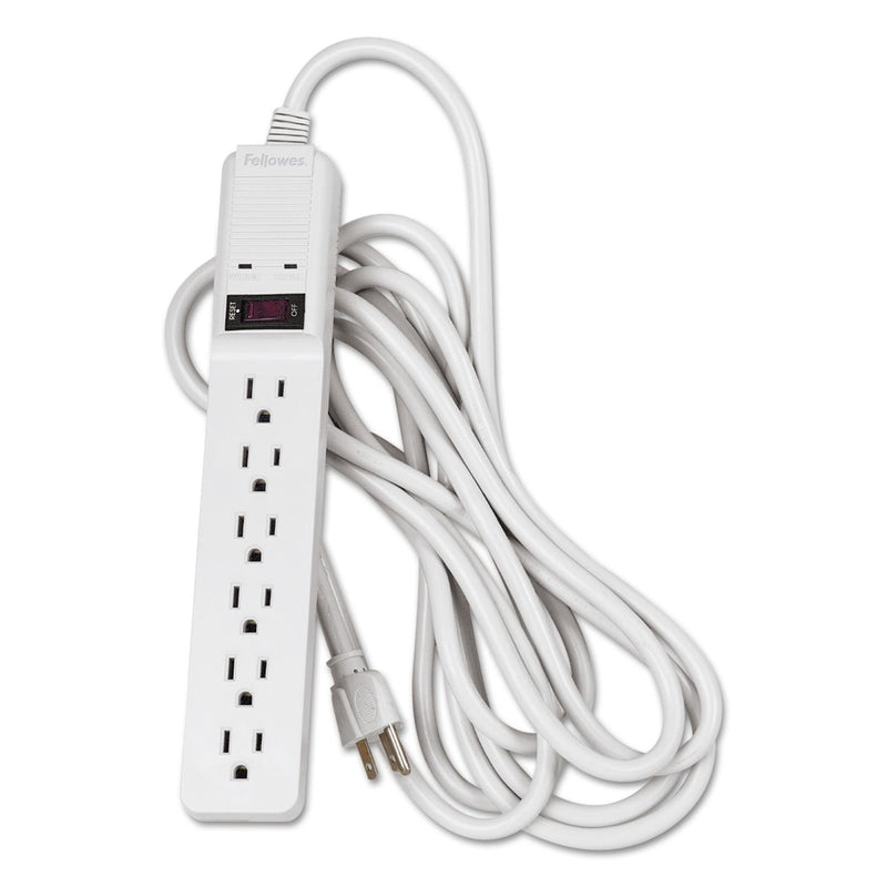 Fellowes Basic Home/Office Surge Protector, 6 AC Outlets, 15 ft Cord, 450 J, Platinum