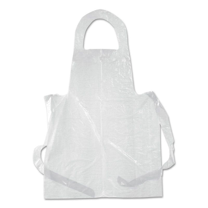 AmerCareRoyal Poly Apron, 28 x 55, 1 mil, One Size Fits All, White, 100/Pack