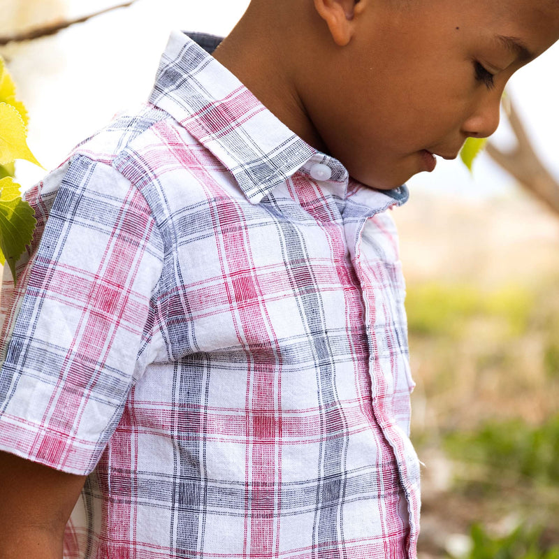Linen Short Sleeve Shirt with Side Vent