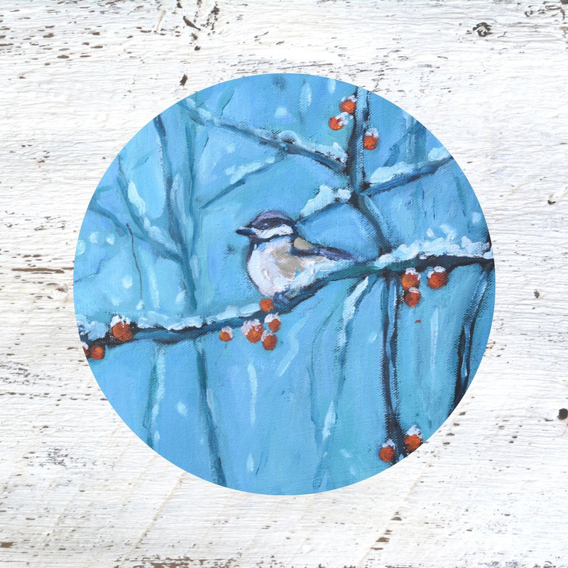 Rubber Grip Jar Opener -Snowberry Song - Winter Chickadee
