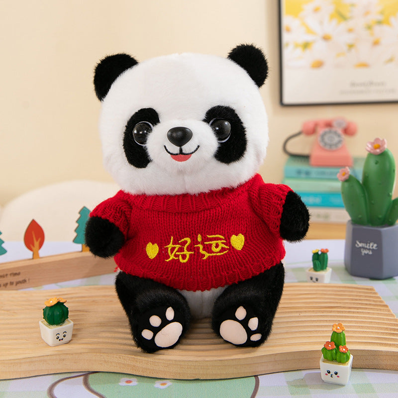 Cute Panda Plush Toy Wearing Clothes