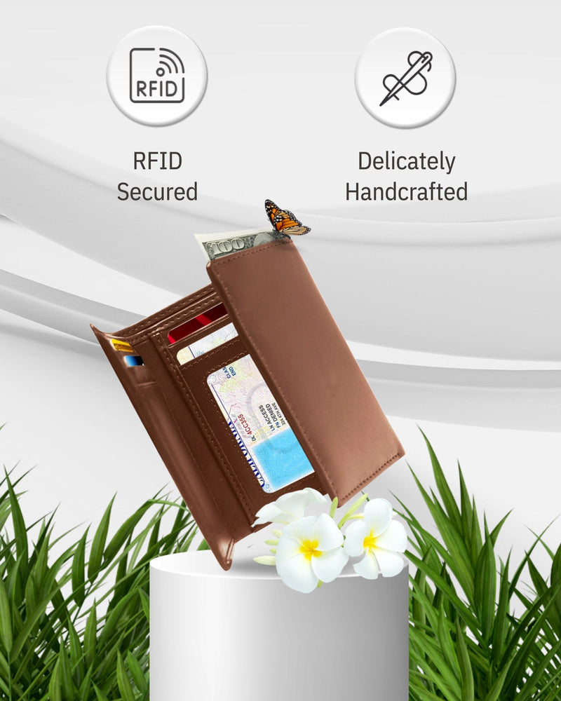 Vegan Leather Trifold Wallet – ID Window, RFID Blocking