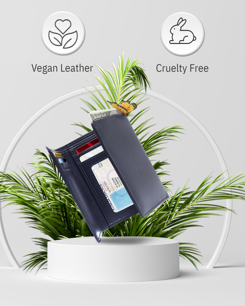 Vegan Leather Trifold Wallet – ID Window, RFID Blocking