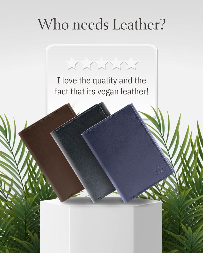 Vegan Leather Trifold Wallet – ID Window, RFID Blocking