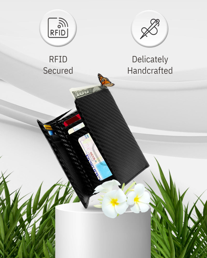 Vegan Leather Trifold Wallet – ID Window, RFID Blocking