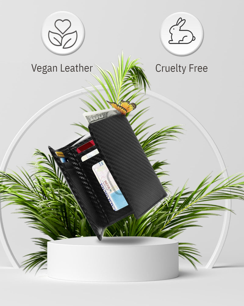 Vegan Leather Trifold Wallet – ID Window, RFID Blocking